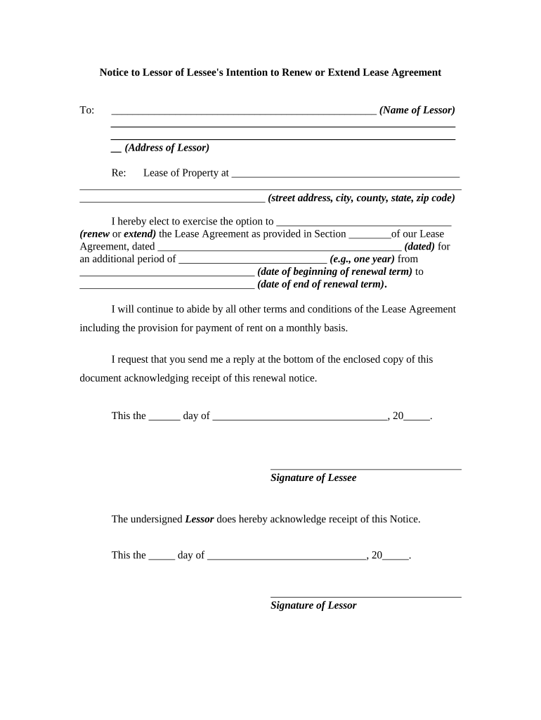 Extend Lease  Form