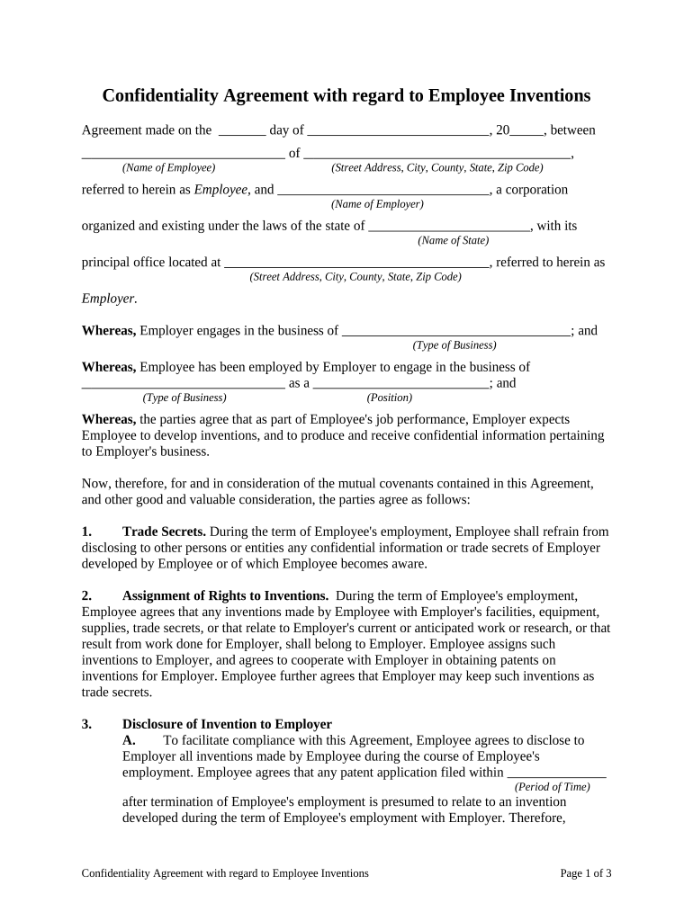 Confidentiality with Employee  Form