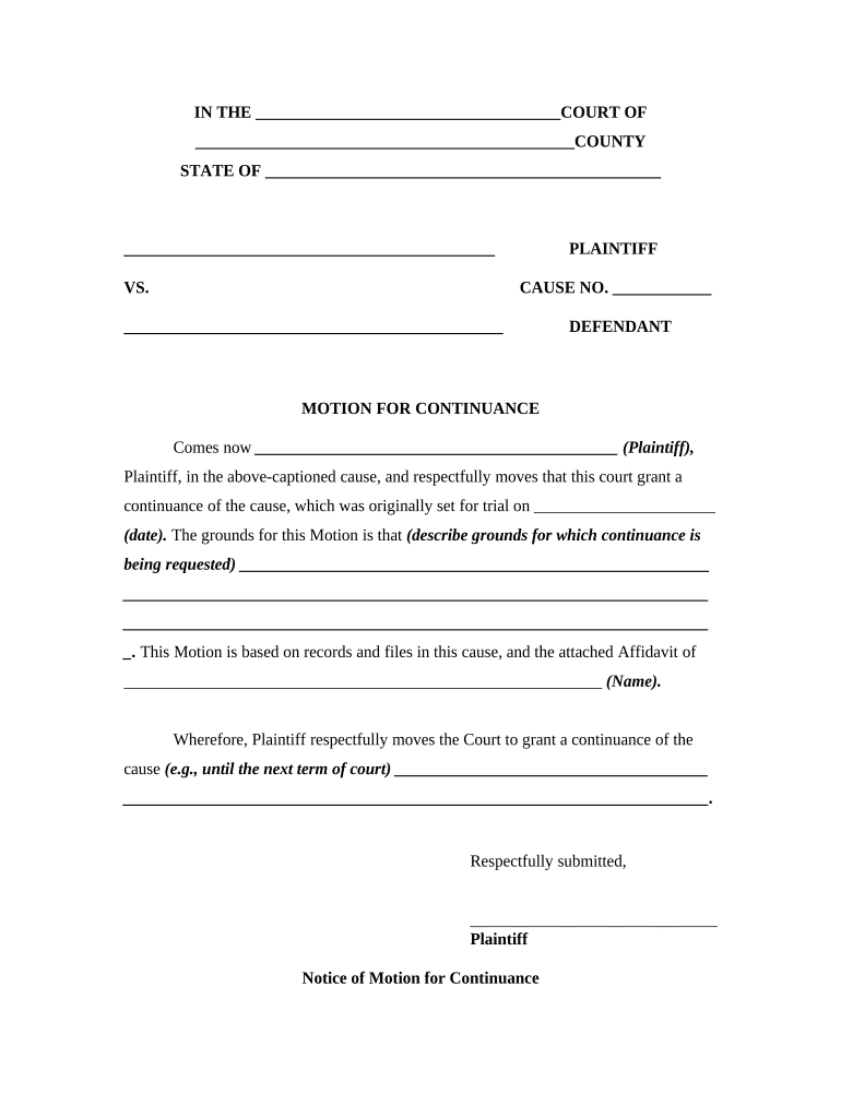 Continuance File  Form
