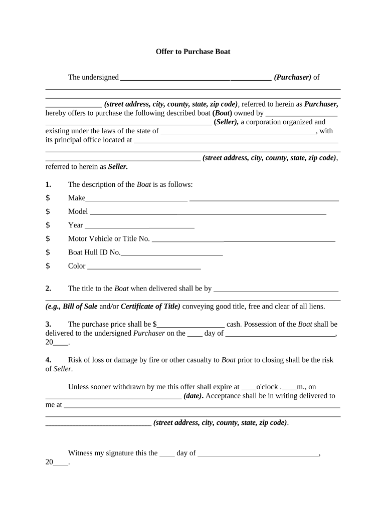 Purchase Boat Form Agreement