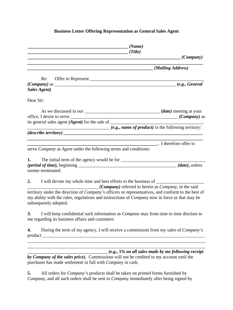 Business Letter Offering  Form