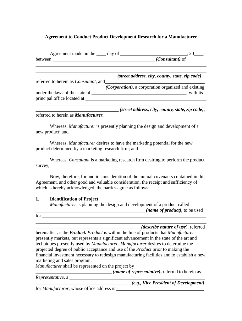 Agreement Product  Form