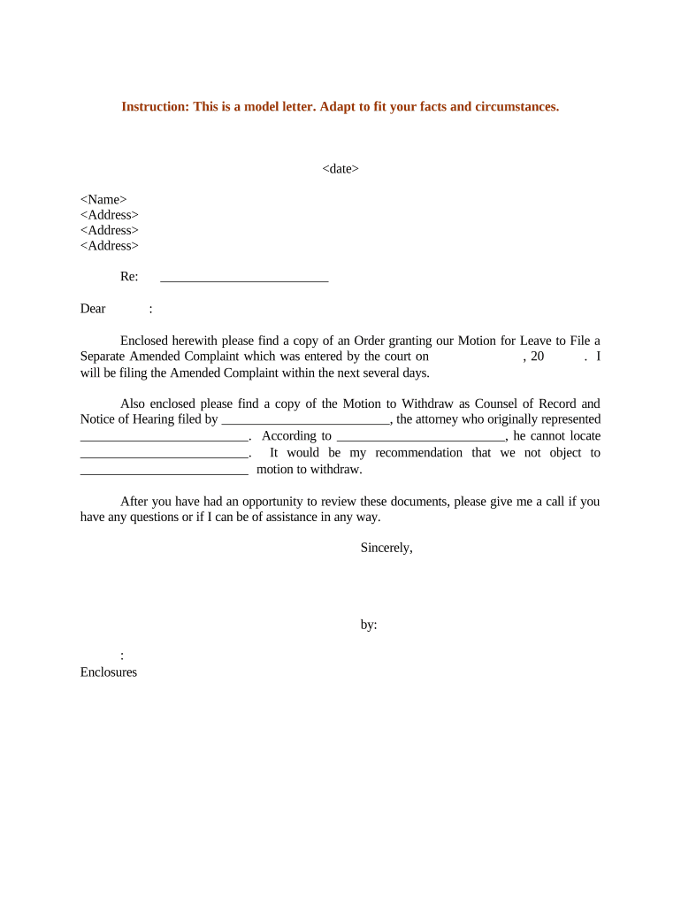 File Amended Complaint  Form