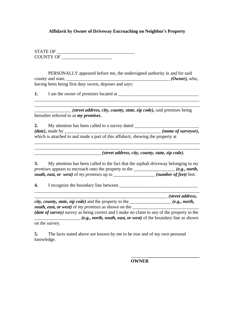 Affidavit Owner Property  Form