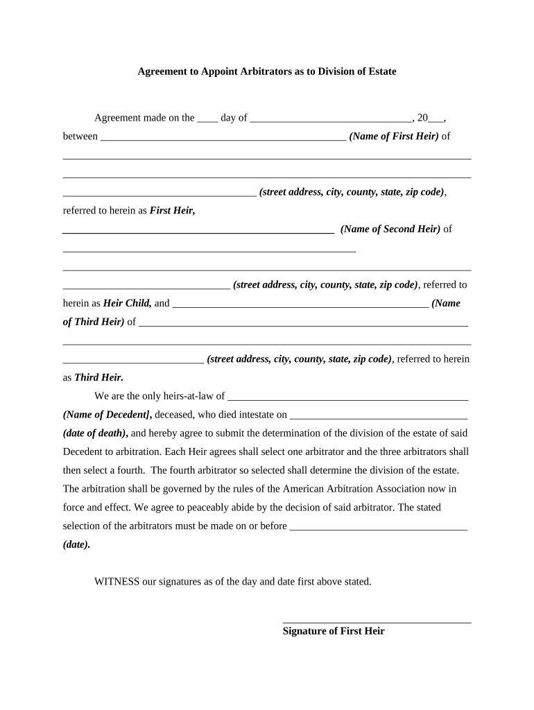 Division Estate  Form