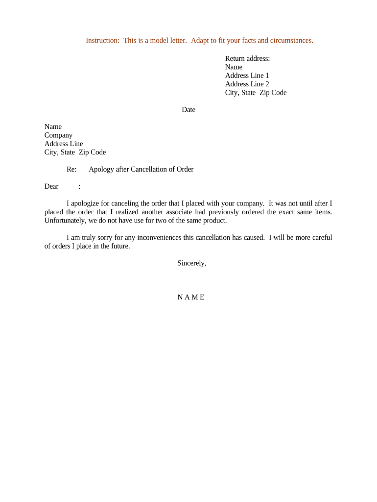 Sample Letter Apology  Form