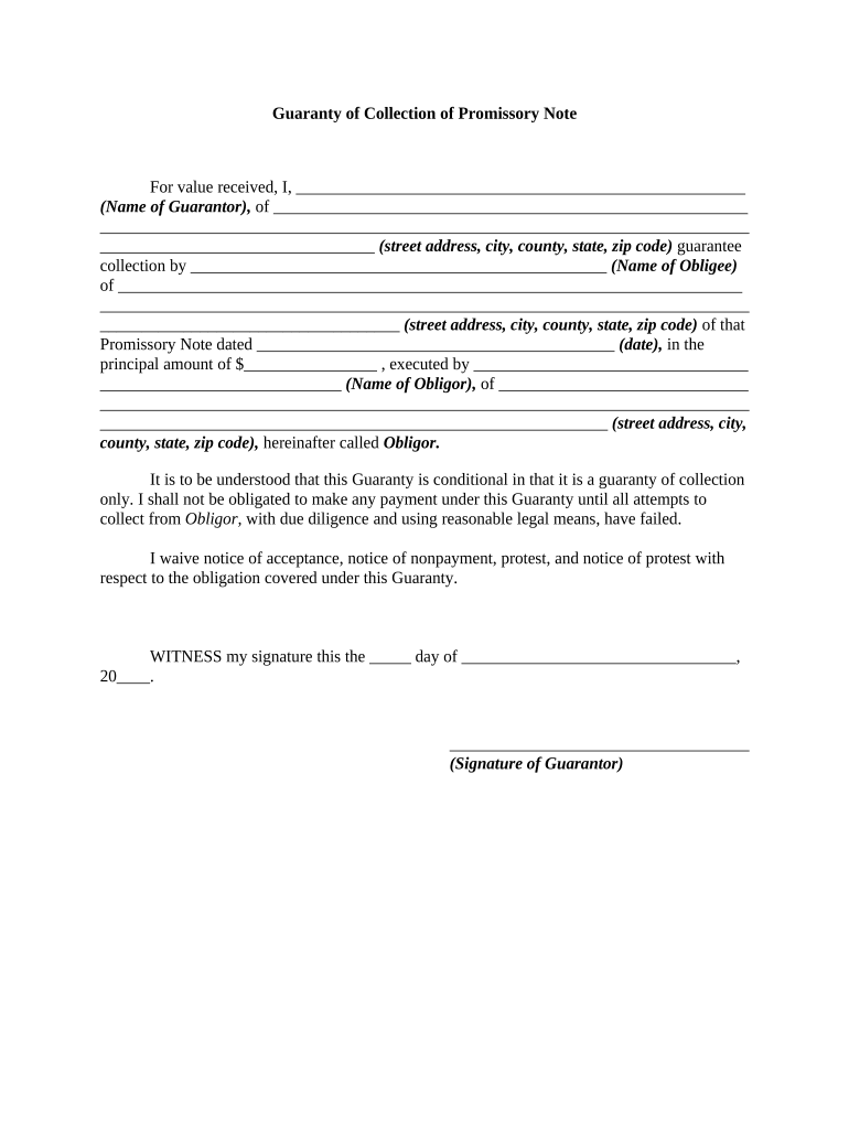 Guaranty Note  Form