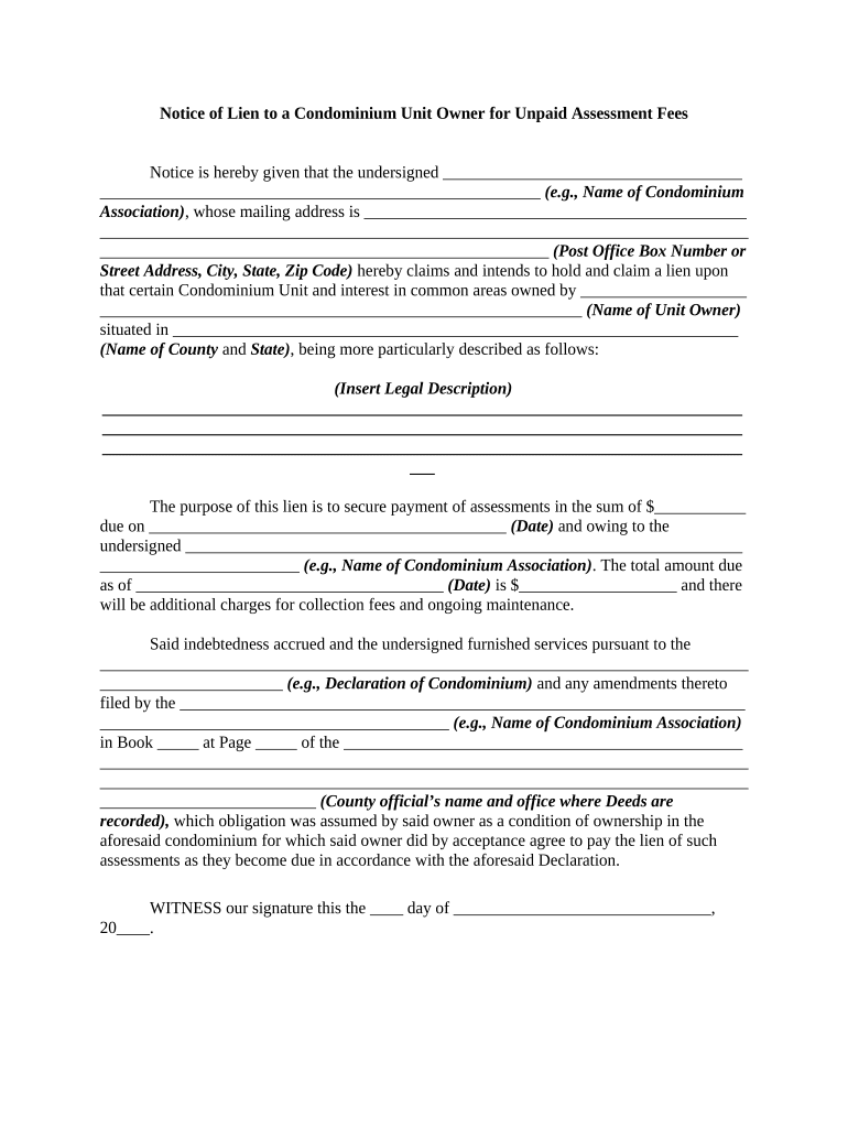 Lien Fees  Form