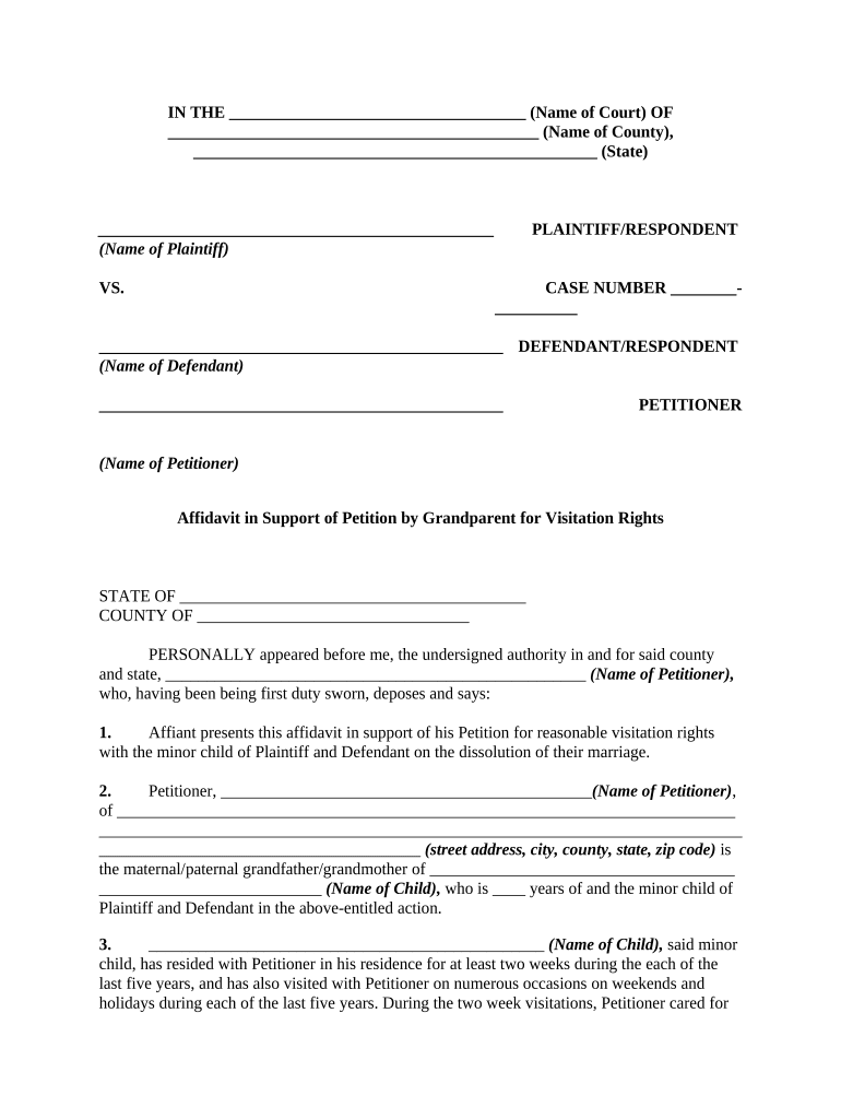 Grandparents Petition Visitation  Form