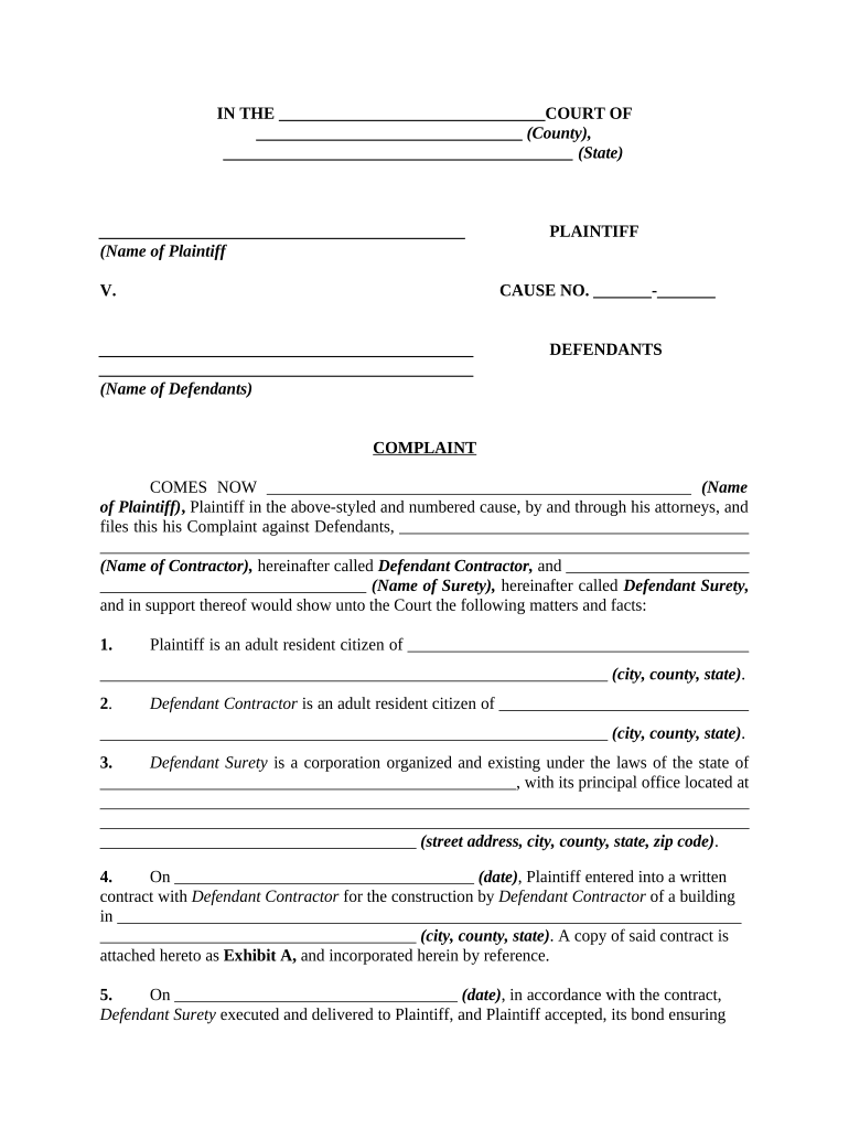 Against Contractor  Form