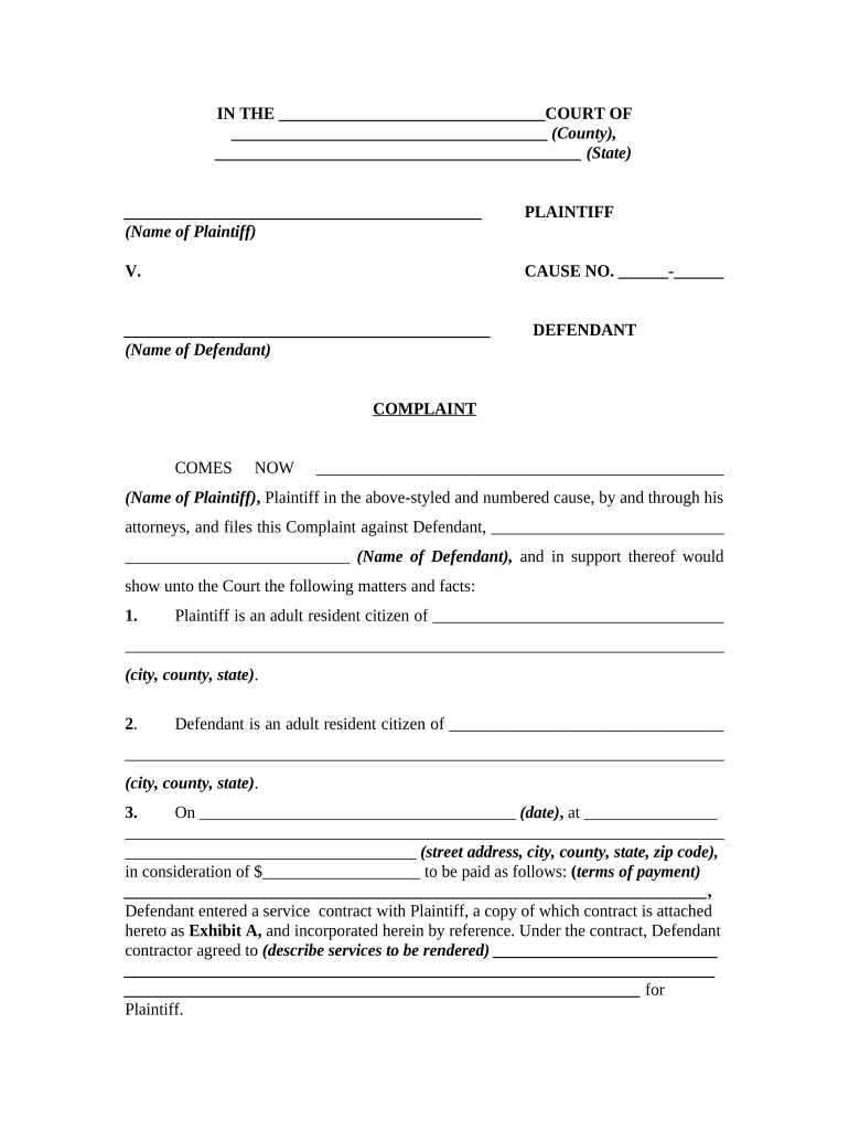 Complaint Breach Contract PDF  Form
