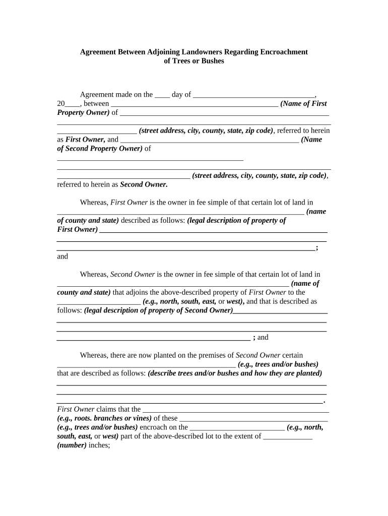 Agreement Adjoining  Form