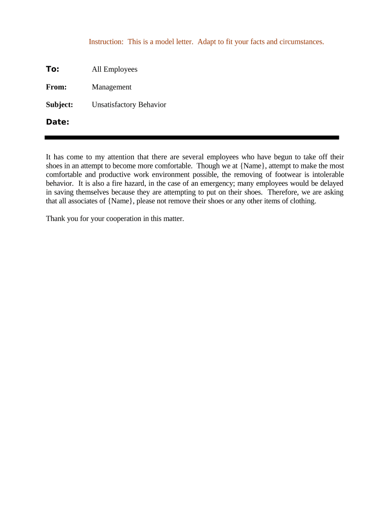 Sample Letter Behavior  Form