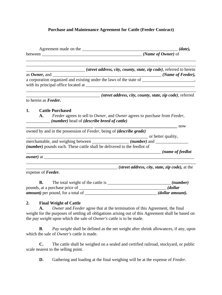 Purchase Agreement Contract  Form
