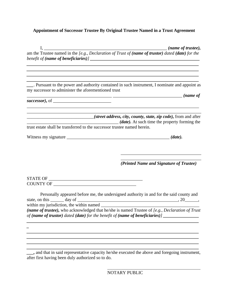 Fill and Sign the Successor Trustee Form