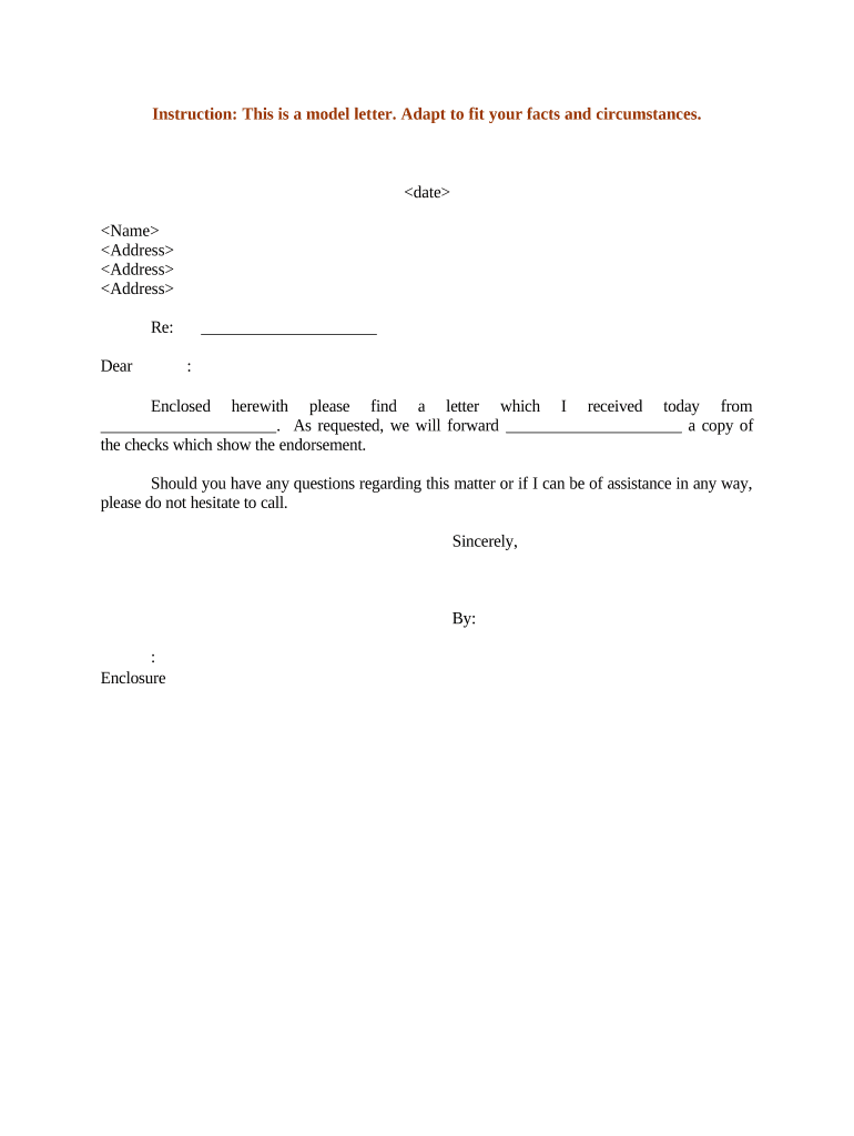 Sample Letter Received Document  Form