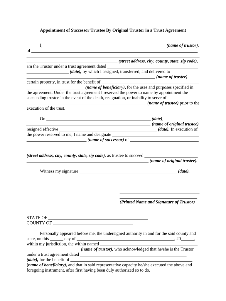 Appointment Successor Trustee Document  Form