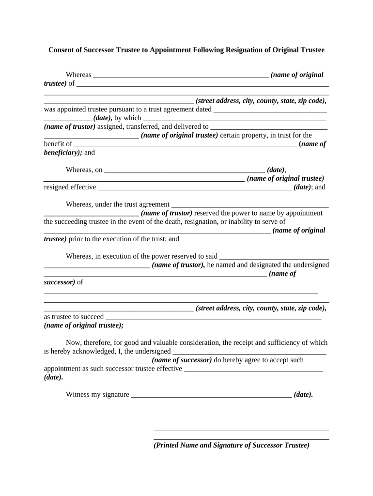 Trustee Resignation Sample  Form