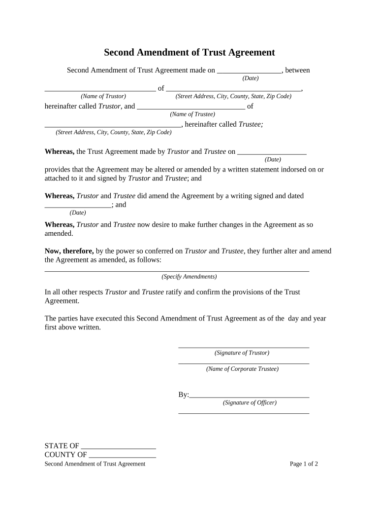Second Amendment Agreement  Form