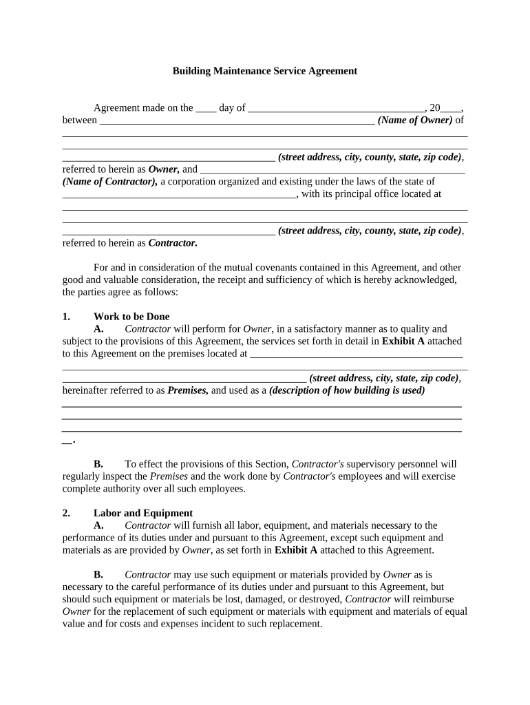 Building Agreement  Form