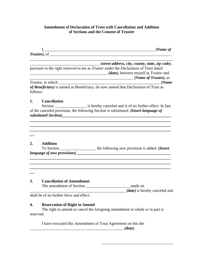 Amendment Consent  Form