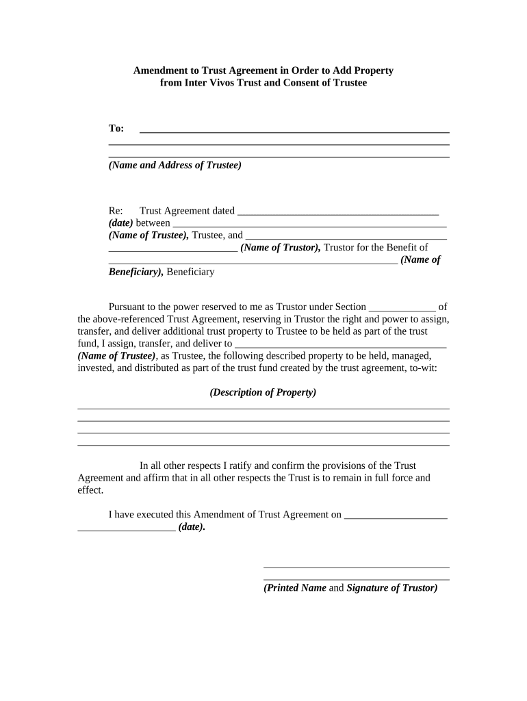 Amendment Trust Agreement  Form