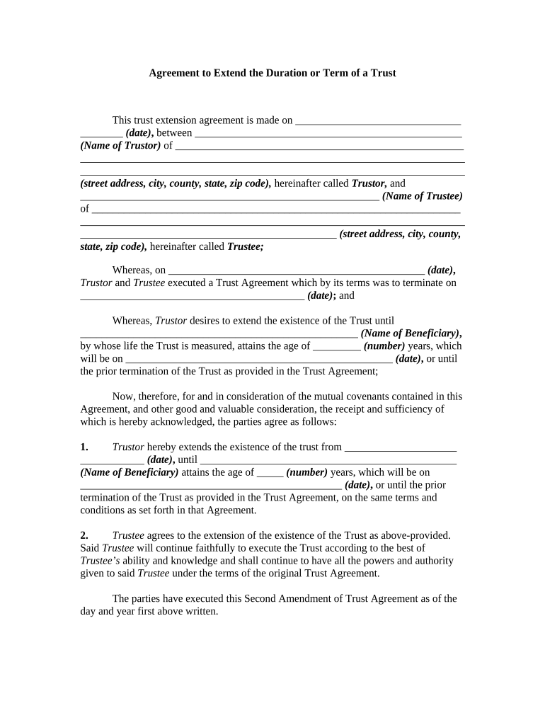 Agreement of Trust  Form