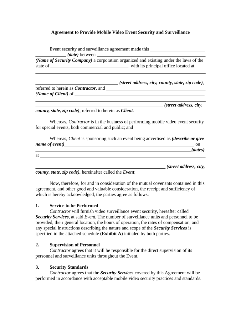 Agreement Security  Form