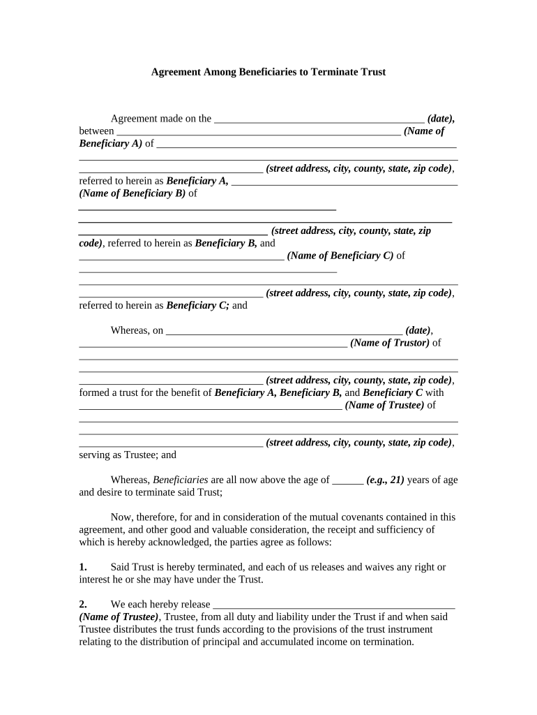 Terminate Trust  Form