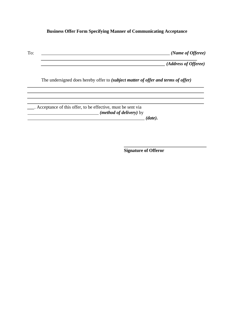 Business Offer Form