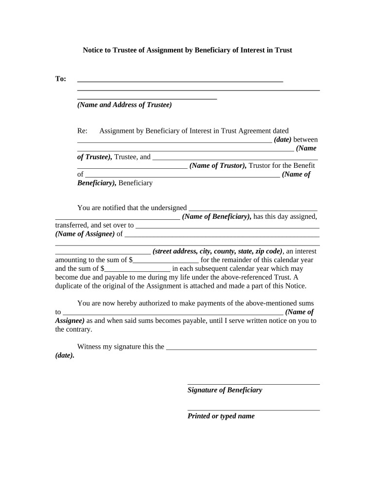 Assignment Trust Form