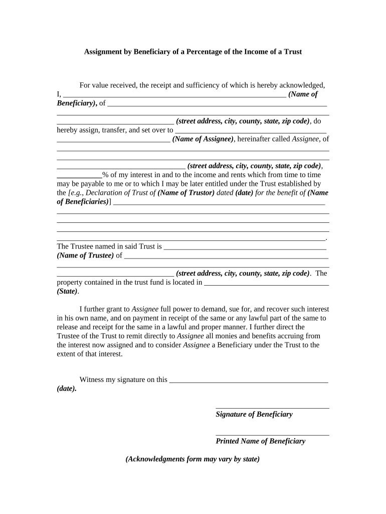 Beneficiary Income  Form