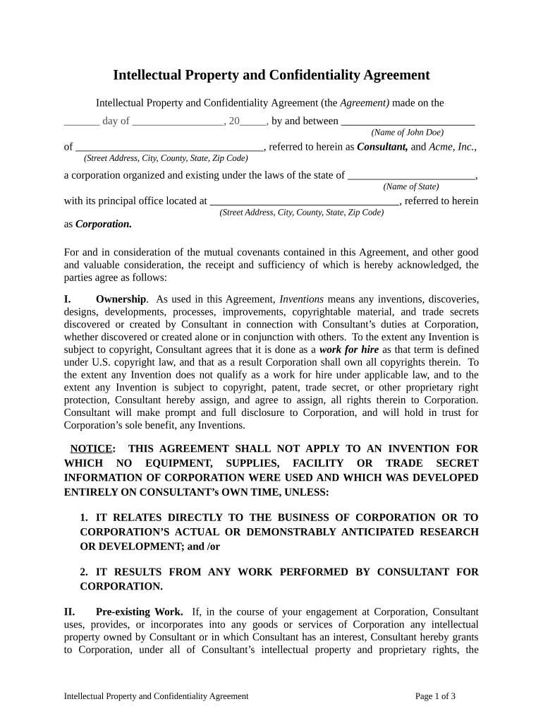 Intellectual Agreement PDF  Form