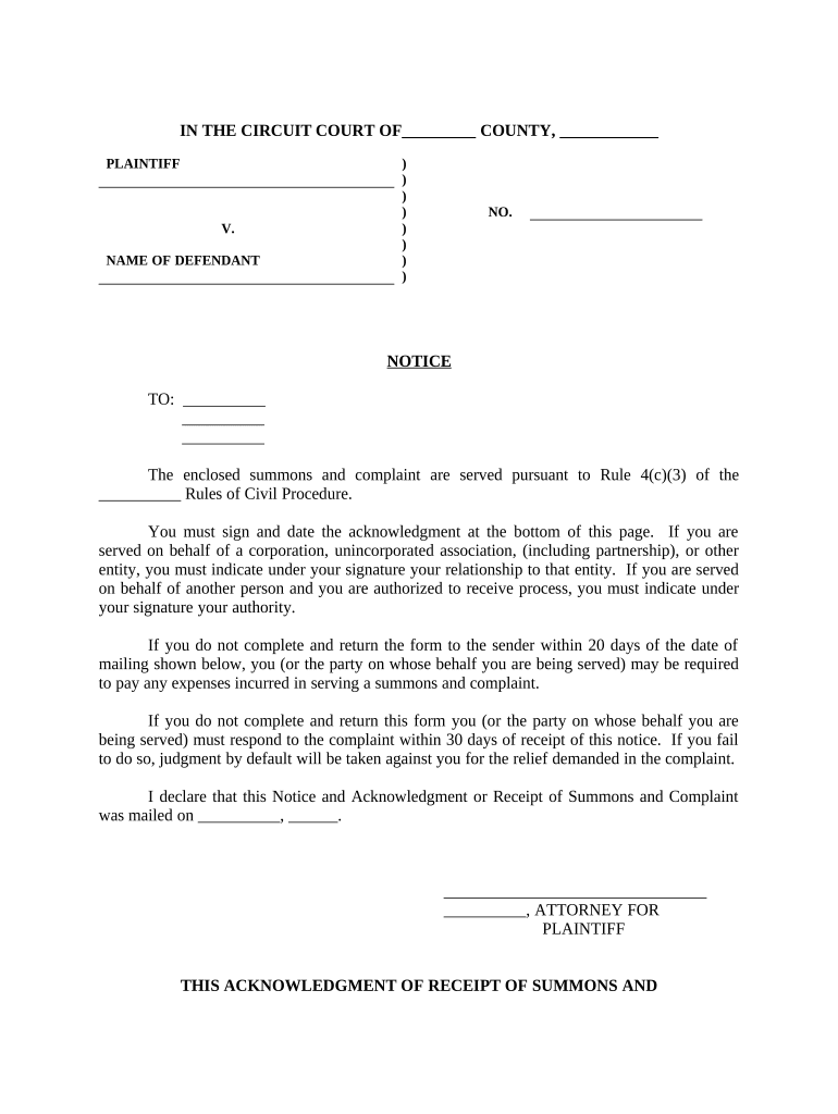 Complaint Form Civil Sample