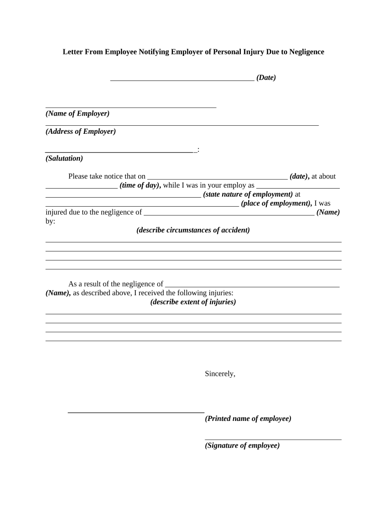 Notifying Employer  Form