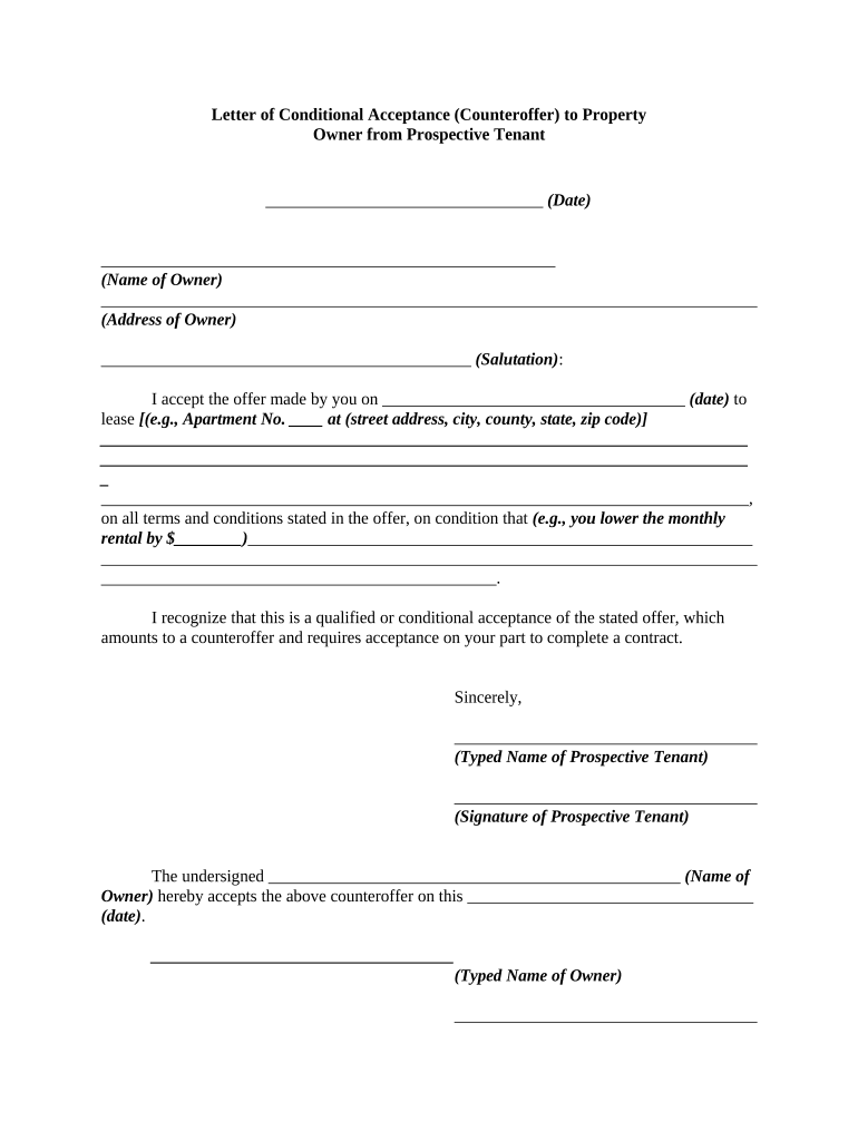 Conditional Acceptance  Form