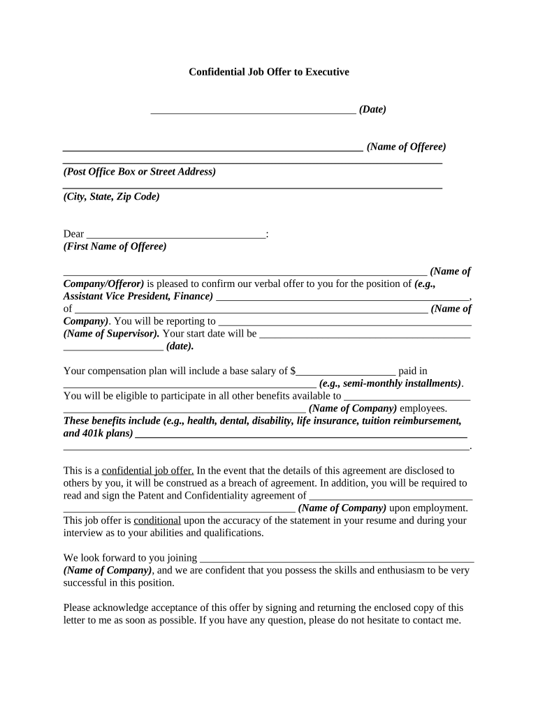 Offer Executive  Form