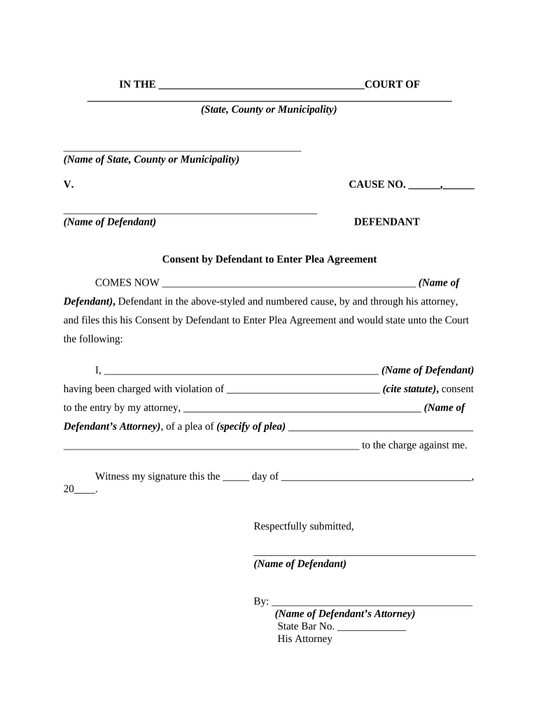 Plea Agreement Form