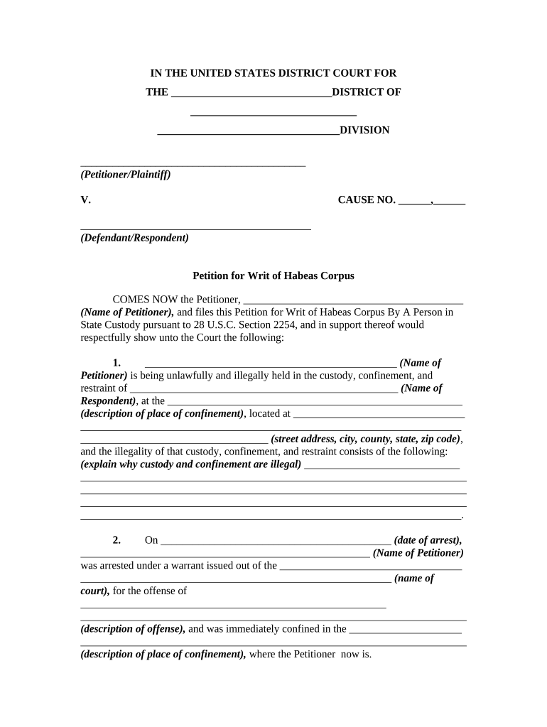 Habeas Corpus  Form