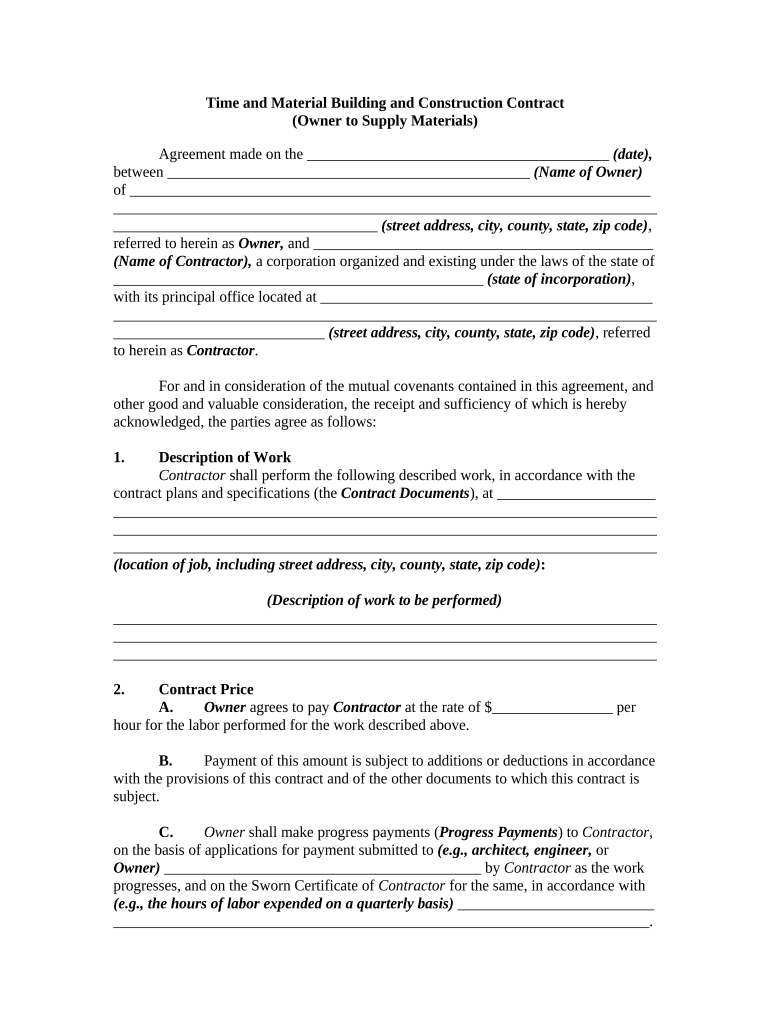 Time Contract Materials  Form