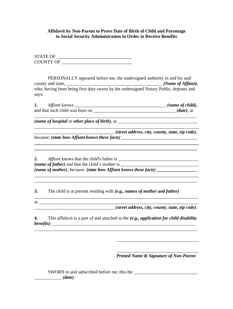 Affidavit Birth Form