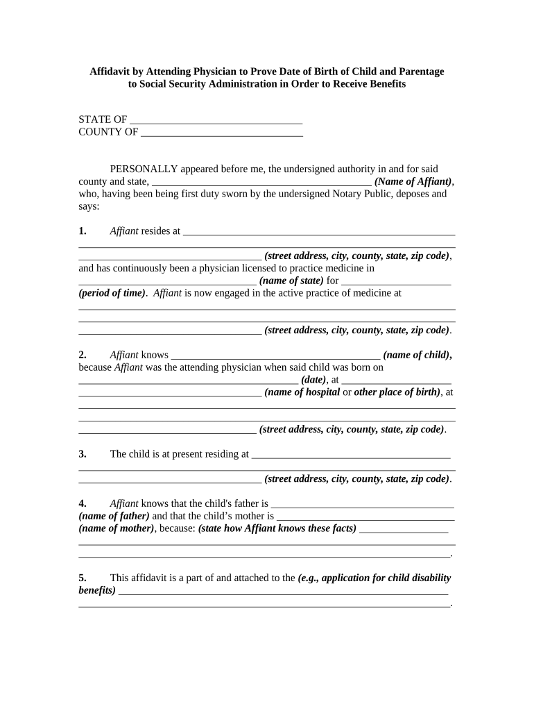 Affidavit Birth Form