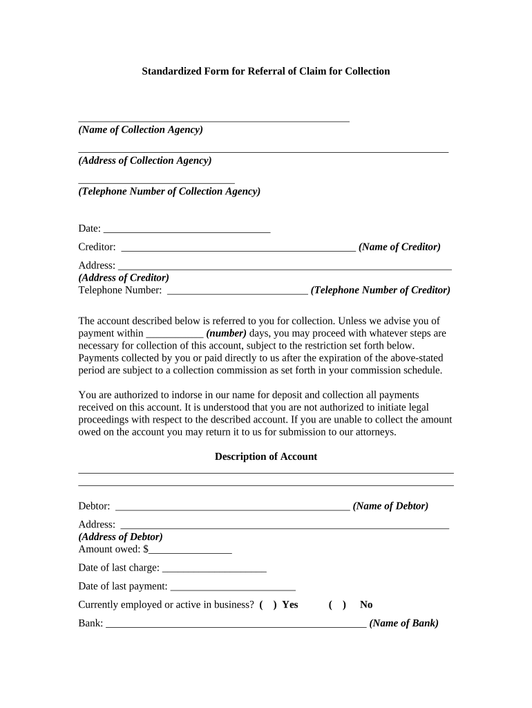Claim Collection Template  Form