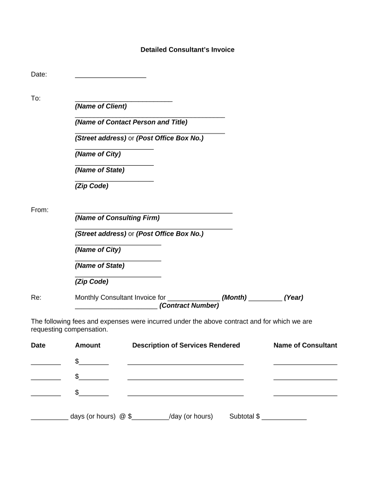 Detailed Invoice  Form