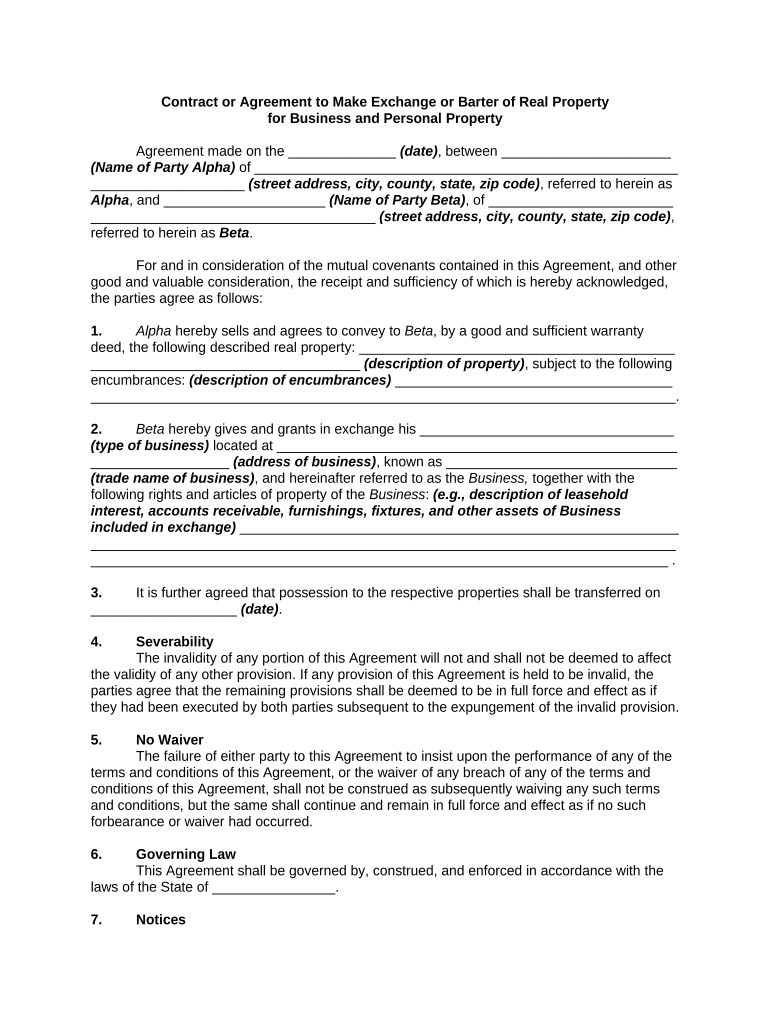 Contract Agreement Business  Form