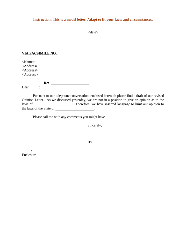 Sample Letter Opinion Law  Form