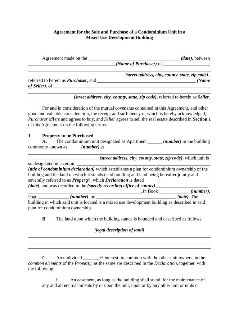 Sale Condominium Unit  Form