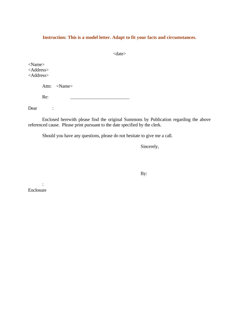 Sample Letter Summons  Form