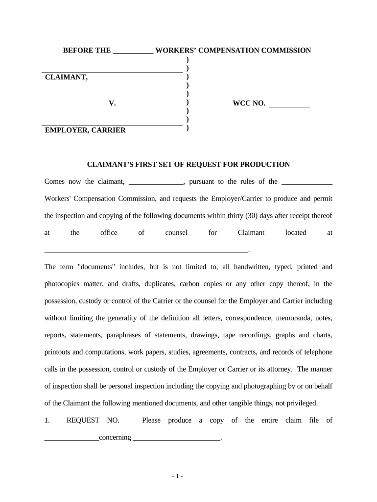Claimant's First Set of Requests for Production  Form