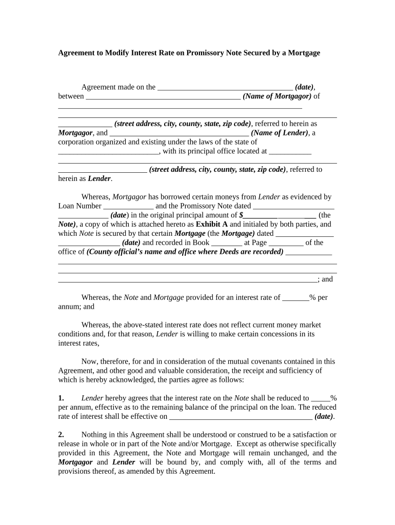 Agreement Promissory Note  Form